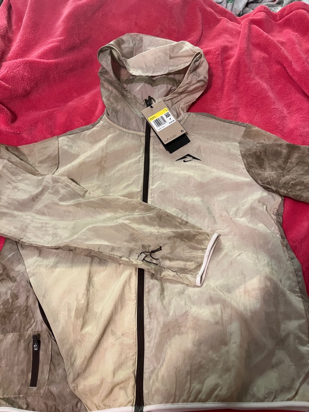 Nike Beige and Olive Women's Hooded Jacket